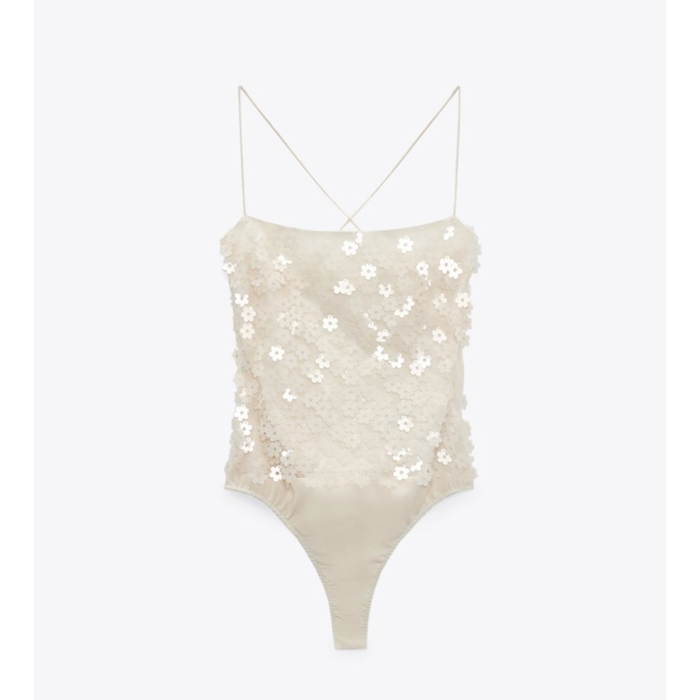 Floral Sequin Bodysuit NWT
